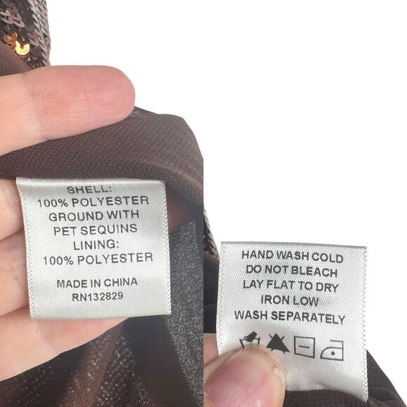 Camila Coelho Ava Crop Top Audrey Skirt Matching Set Sequin Chocolate Brown Sm S - Picture 12 of 12